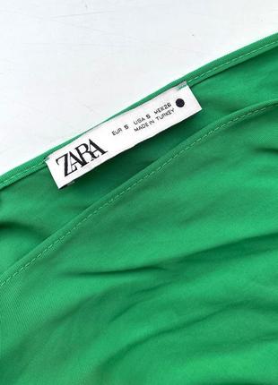 Стильная блуза zara оверсайз с завязками на рукавах s-m  зеленая топ7 фото