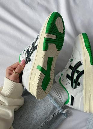 Мужские / женские кроссовки асикс экс ex 89/ boston celtics бостон asics ex89 8 белые зеленые вставки4 фото