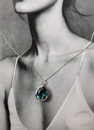 Колье 925 пробы с топазом лондон блю 3.33ct.