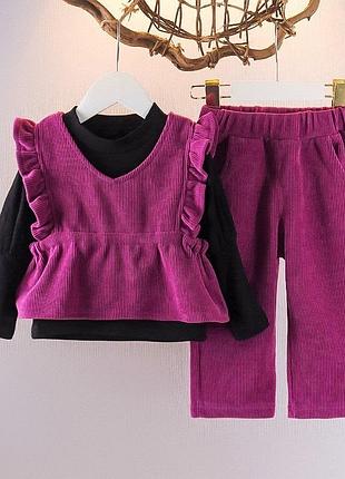 🌀 в наявності шикарна новинка сезону весна 2024. 🌀 костюм трійка: вельветова жилетка + штанці