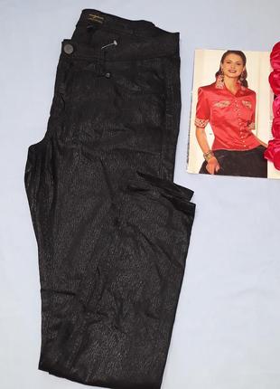 Джинсы джинси женские размер 48 / 14 стрейчевые черные новые под кожу2 фото