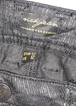 Джинсы джинси женские размер 48 / 14 стрейчевые черные новые под кожу4 фото