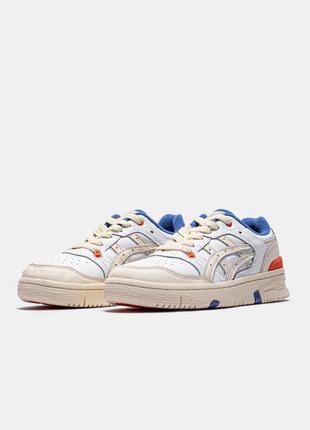 Мужские / женские кроссовки ассикс экс ex 89/ asics ex89 8 'white blue orange яркие голубые синие оранжевые /демисезонные/весенние, летние, осенние9 фото