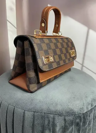 Сумка в стиле louis vuitton коричневая в клетку женская клатч сумочка луи витон4 фото