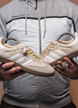 Чоловічі замшеві кеди adidas samba beige brown5 фото