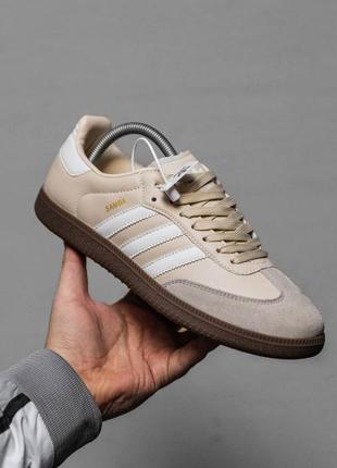 Мужские замшевые кеды adidas samba beige brown7 фото