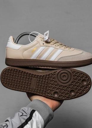 Мужские замшевые кеды adidas samba beige brown1 фото