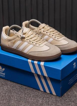 Мужские замшевые кеды adidas samba beige brown2 фото