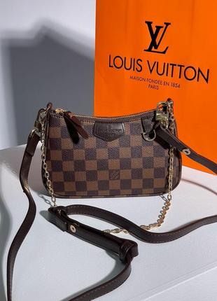 Женская сумка louis vuitton easy pouch on strap monogram brown1 фото