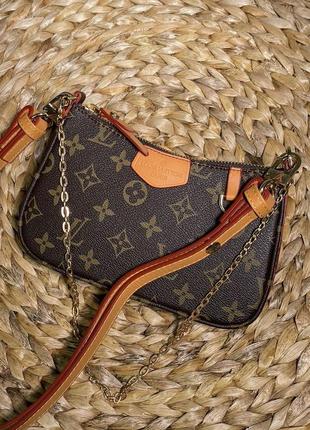 Женская сумка louis vuitton easy pouch on strap monogram brown2 фото