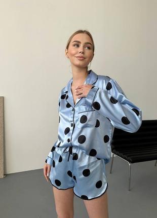 Шелковая пижама в крупный горох