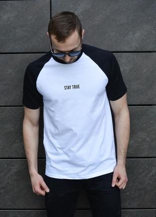 Чоловіча двоколірна футболка з принтом stay true 🌶 smb