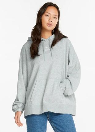 Худi puma classics oversized hoodie light gray heather