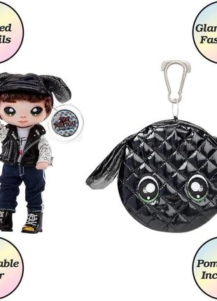 Na na na surprise glam series maxwell dane fashion doll and metallic puppy purse,3 фото