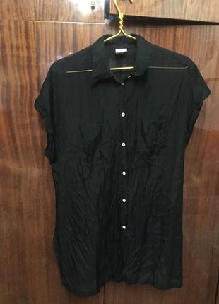 Стильная легкая полупрозрачная черная блуза р 56-58