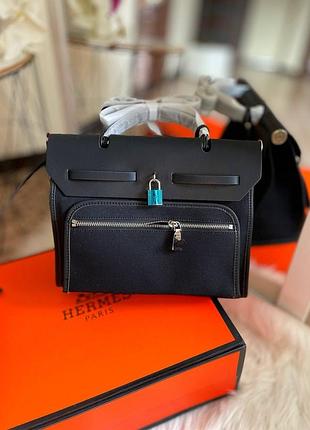 Сумка hermes чорна premium 5