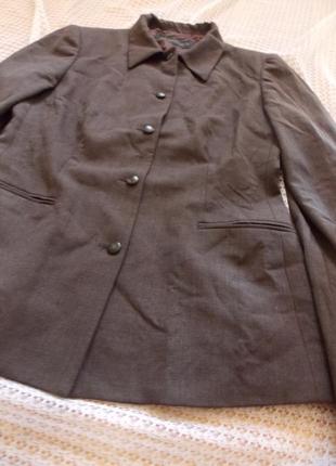 Шерсть италиа элегантный коричневый пиджак с поясом brooksfield4 фото