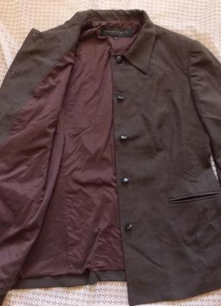 Шерсть италиа элегантный коричневый пиджак с поясом brooksfield6 фото