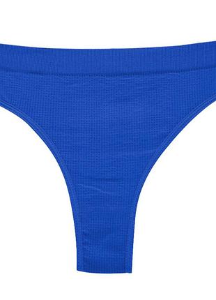 Женские бесшовные трусики lesko a66# синий m нижнее белье стринги в рубчик