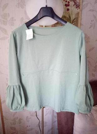 Для беременных и кормящих стильная трикотажная кофточка свитшот размер м