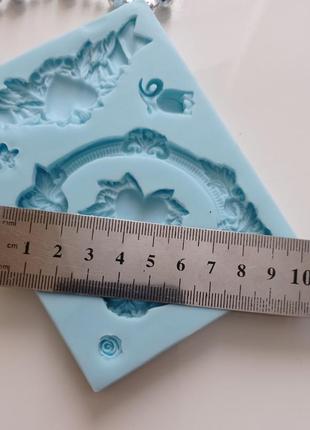 Силіконовий молд рамка  квіти серце набір.3 фото