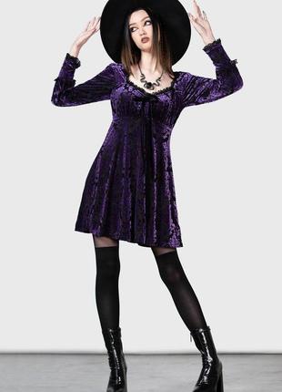 Бархатное брендовое платье killstar purple3 фото