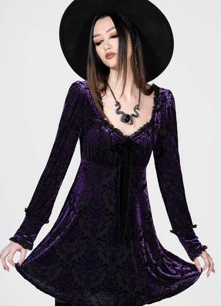 Бархатное брендовое платье killstar purple1 фото