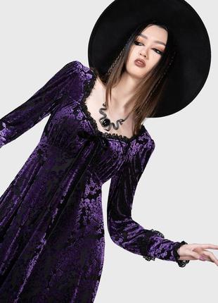 Бархатное брендовое платье killstar purple2 фото