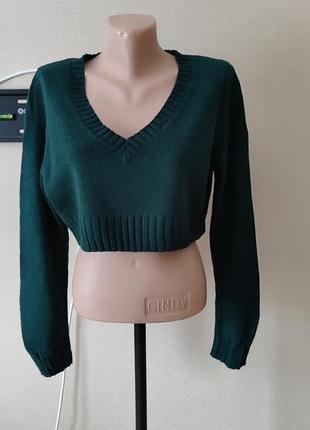 Кроп-светр насиченого зеленого кольору h&m 3