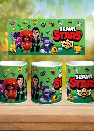 Чашка кружка біла з принтом бравл старс brawl stars