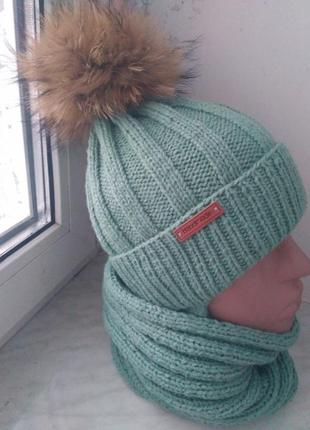 Зимовий комплект шапка-хомут ручної роботи1 фото