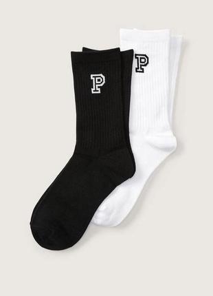 Шкарпетки сrew sock 2 pack pure black and optic white pink