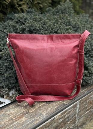 Em-el swiss швейцарія фірмова стильна сумка шопер натуральна шкіра бордо оригінал