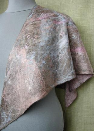 Бактус, косынка, треугольный шарф шерстяной валяный ручной работы5 фото