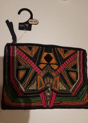Очень красивая сумочка клатч с шитьем и бисером f&amp;f3 фото