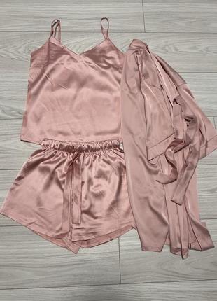 Пенюар, піжама, комплект, атлас, домашній одяг