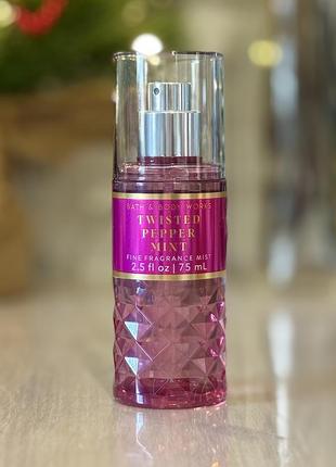 Міні спрей (75мл) для тіла/волосся bath and body works twisted peppermint