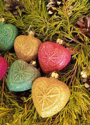 Игрушки на елку, сердечки/ все для дома и декора
