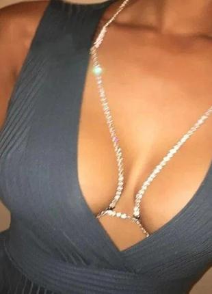 Цепочка с камнями на тело н6000 украшение для груди нагрудная цепочка сексуальный бюстгальтер