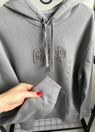 Новая женская оригинал худи gap кофта серая/синяя кофта гап с капюшоном с вышитыми лого s, m, l2 фото