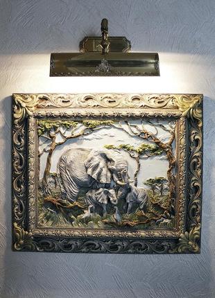 Панно картина об'ємна сім'я слонів гранд презент кр 906 цветная5 фото