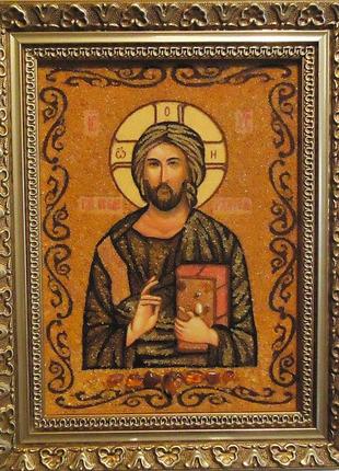 Ікона з бурштину ісус христос і-22 господь вседержитель гранд презент 20*301 фото