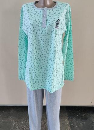 Натуральная хлопковая батал/большая пижама/домашний костюм кофта и брюки xl-4xl2 фото