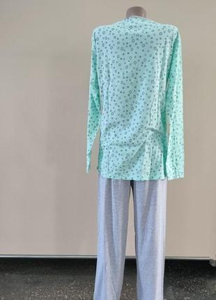 Натуральная хлопковая батал/большая пижама/домашний костюм кофта и брюки xl-4xl3 фото