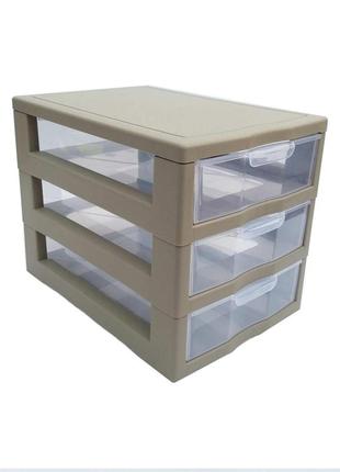 Комод-мини пластиковый 3 яруса 20 х 19 х 27 см "алеана" какао 127014
