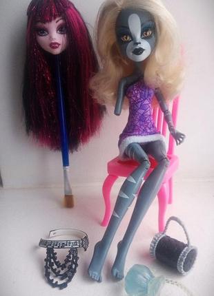 Monster high mattel монстер хай воршка мяулодия, голова дракулаура, аксессуары