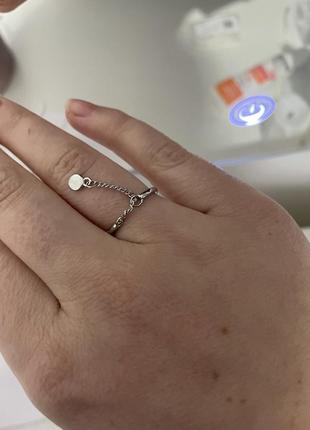Каблеск кольцо колечко с цепочкой цепочка серебро s925 покрытие регулируется6 фото
