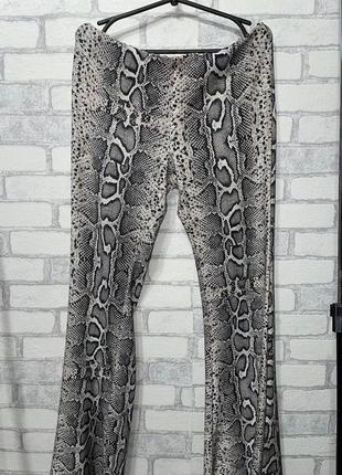 Жіночі штани кльош з зміїним принтом