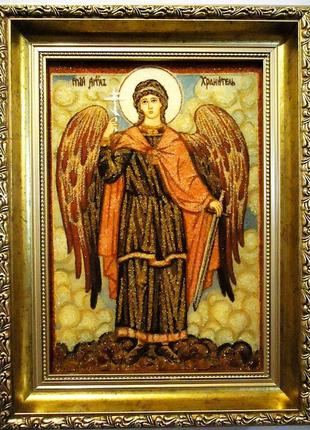Ікона з бурштину ангел охоронець і-121 гранд презент 30*401 фото