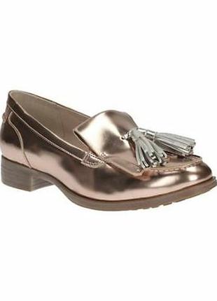 Шкіряні туфлі лофери clarks ladies busby folly metallic2 фото